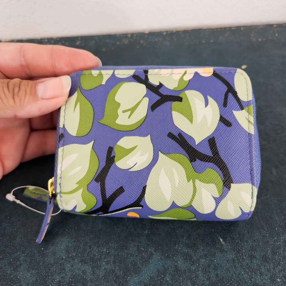 Buxton Floral RFID Double Zipper Zip Around Accordion Wallet Card Holder